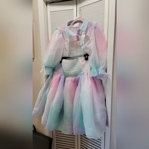 Selkie unicorn strapless puff dress with shrug L